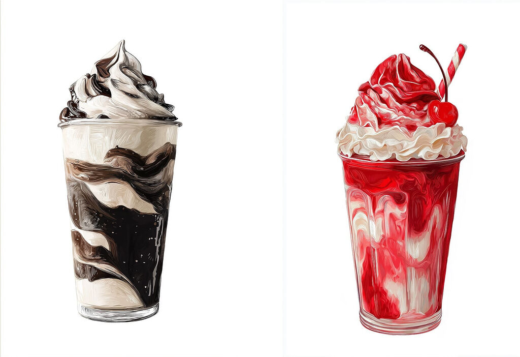 Bebidas doces em copos — design completo