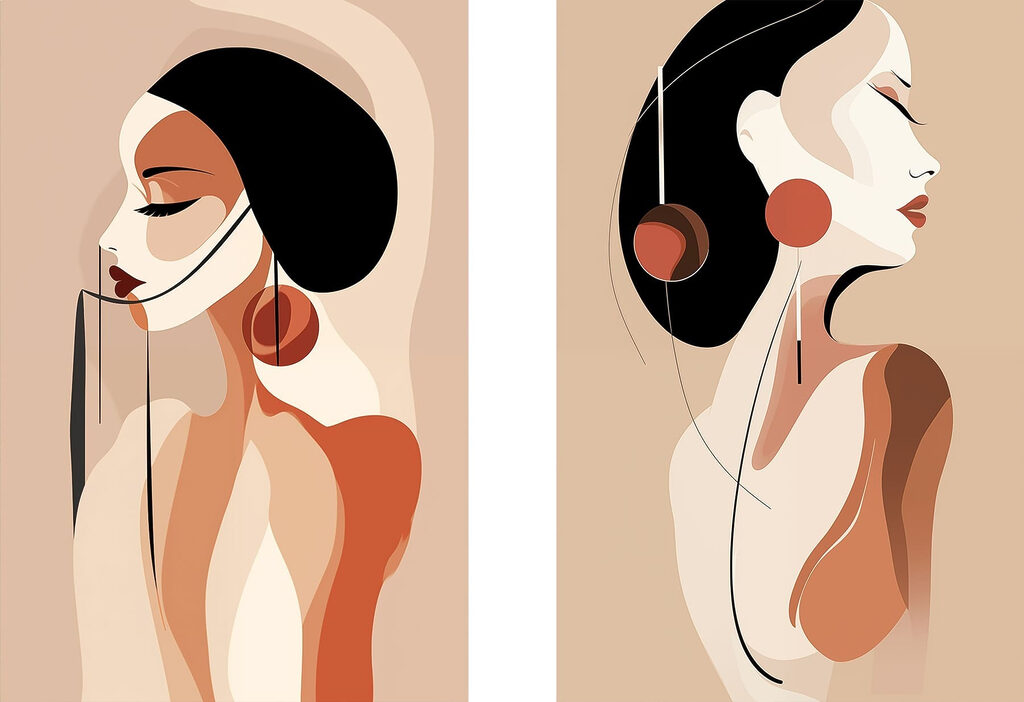 Mulher de cabelo preto — design completo