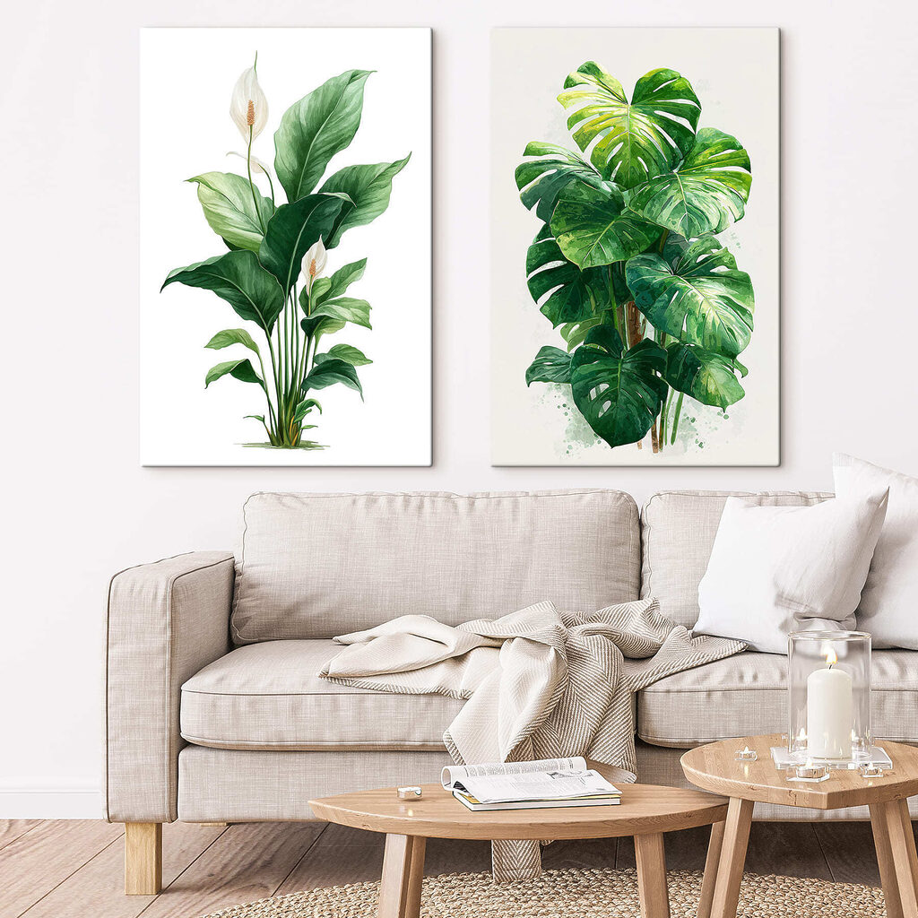 Plantas verdes em aguarela — interior 2