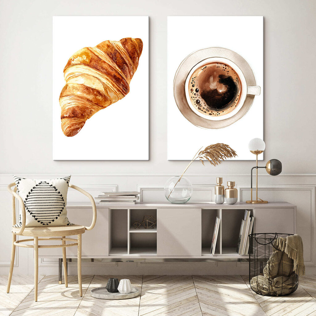 Croissant e café num interior