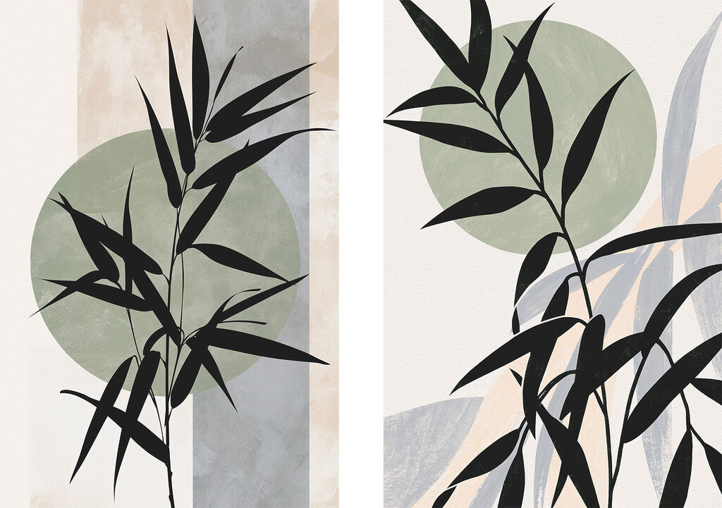 Bambu preto em círculos — design completo