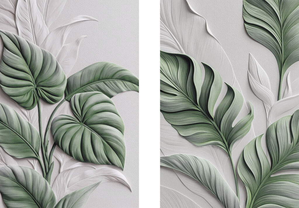 Folhas verdes em cinzento — design completo