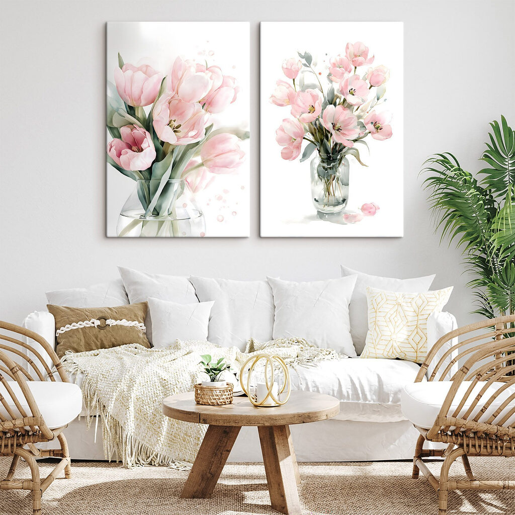 Tulipas cor-de-rosa em vidro — interior 2