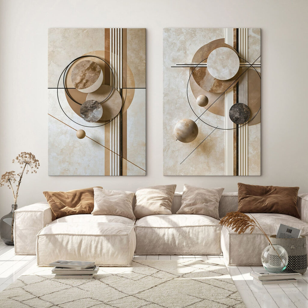 Círculos suspensos entre linhas — interior 1
