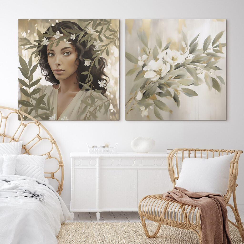 Mulher entre flores brancas — interior 2