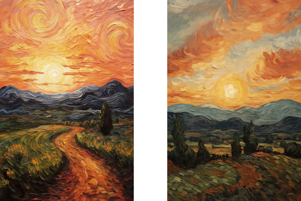 Sol sobre campos sinuosos — design completo