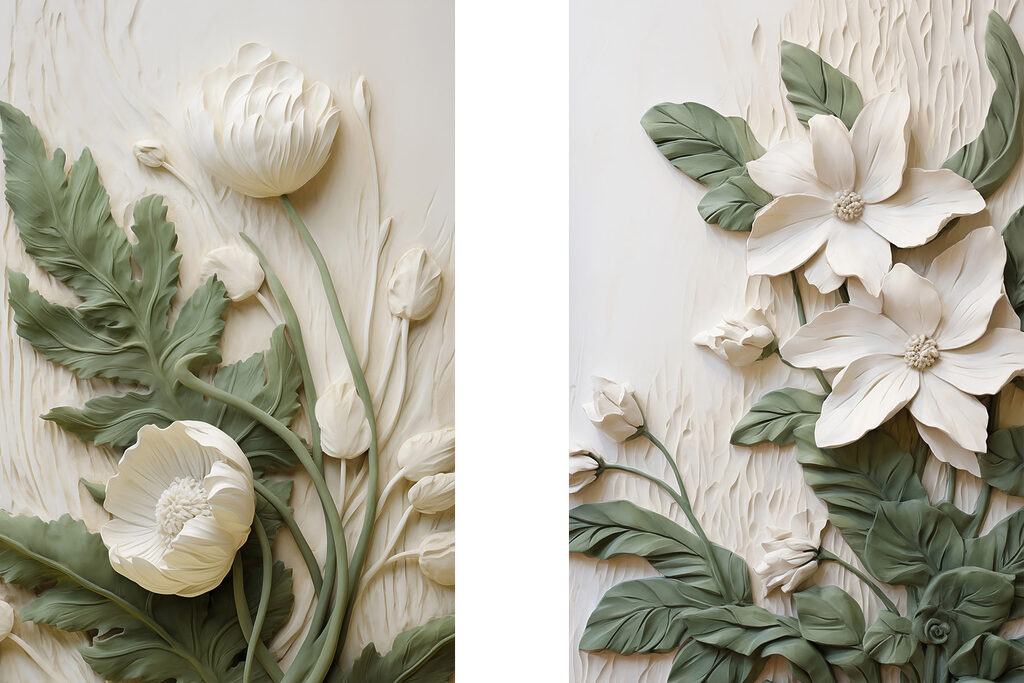Flores em hastes verdes — design completo