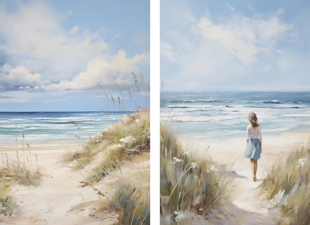 Mulher na praia — design completo