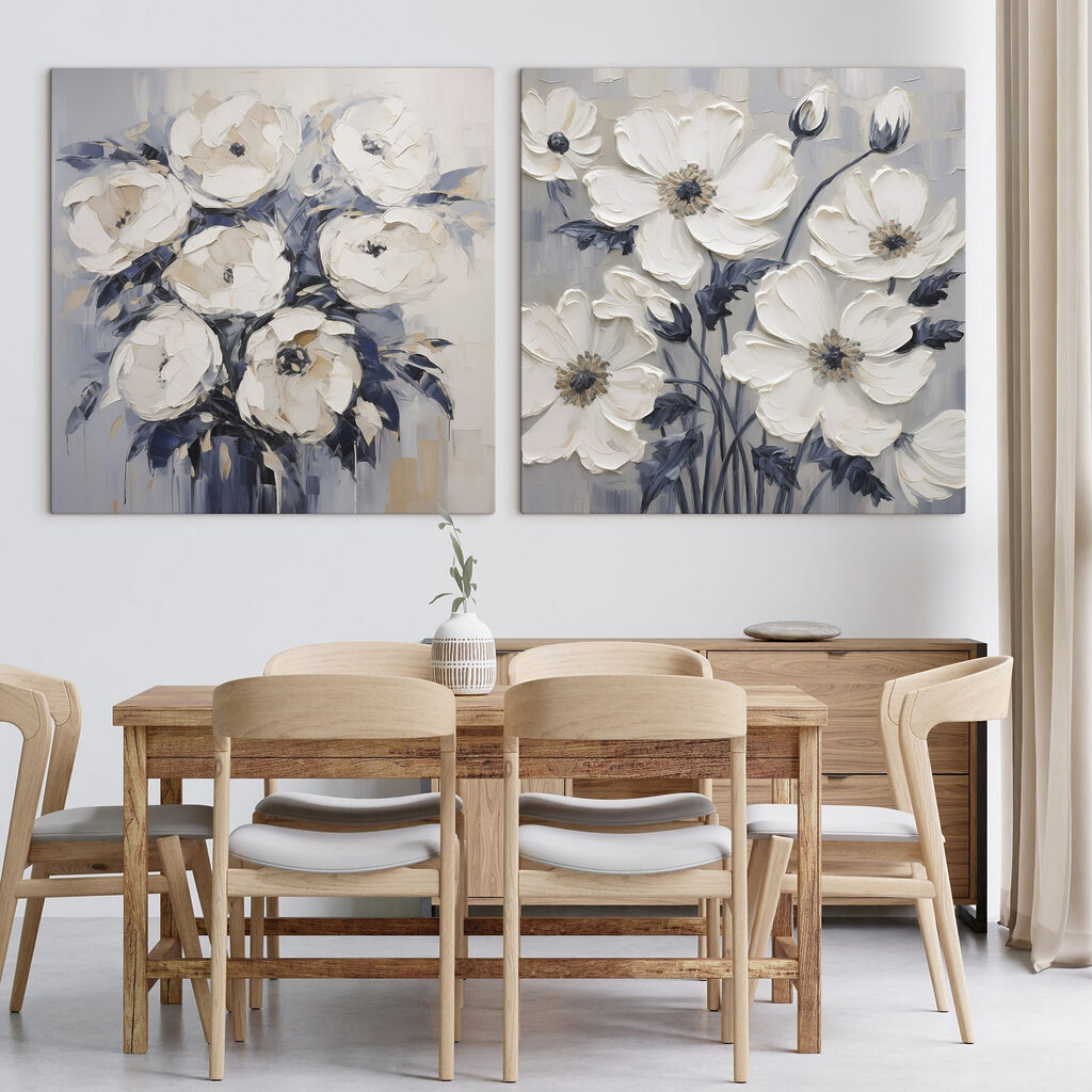 Flores brancas em índigo — interior 2