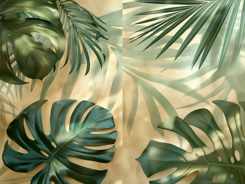 Folhas tropicais ao sol — design completo