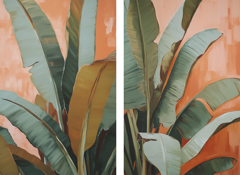 Folhas grandes em terracota — design completo