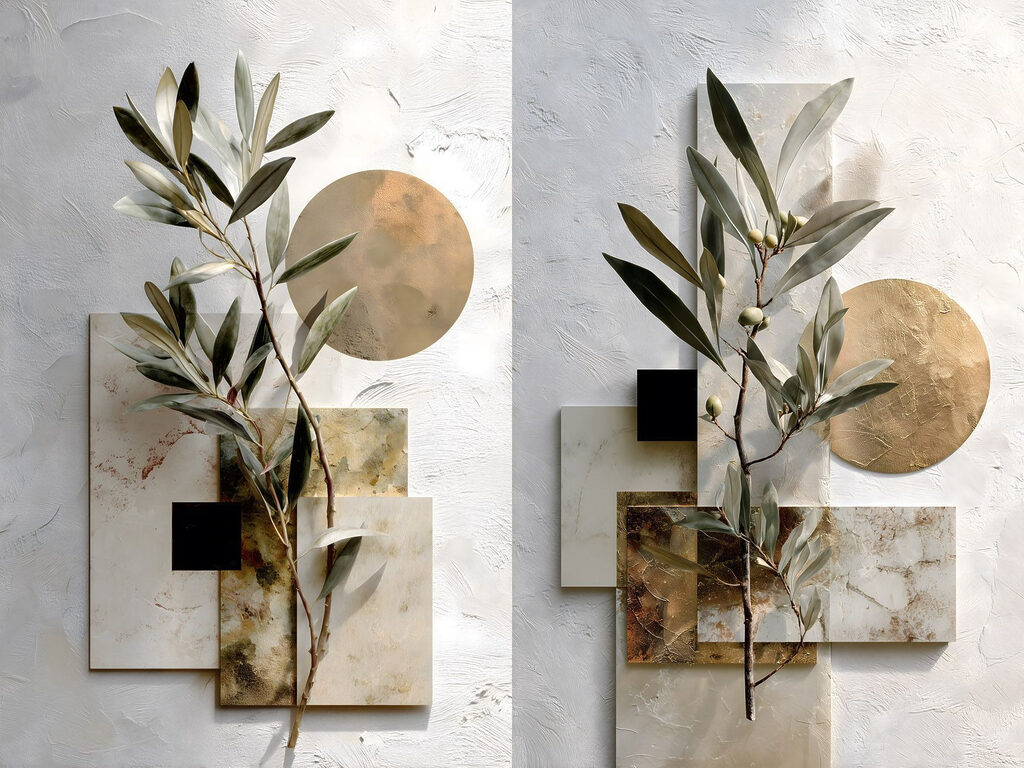 Folhas com sombras geométricas — design completo