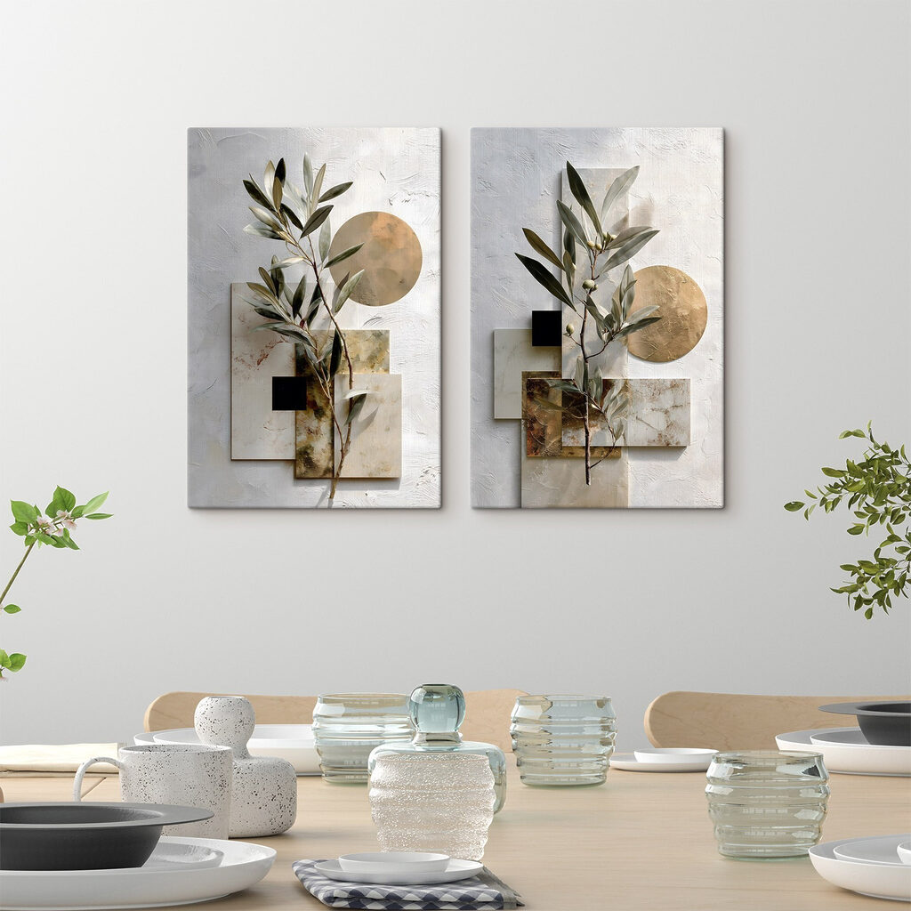 Folhas com sombras geométricas — interior 2
