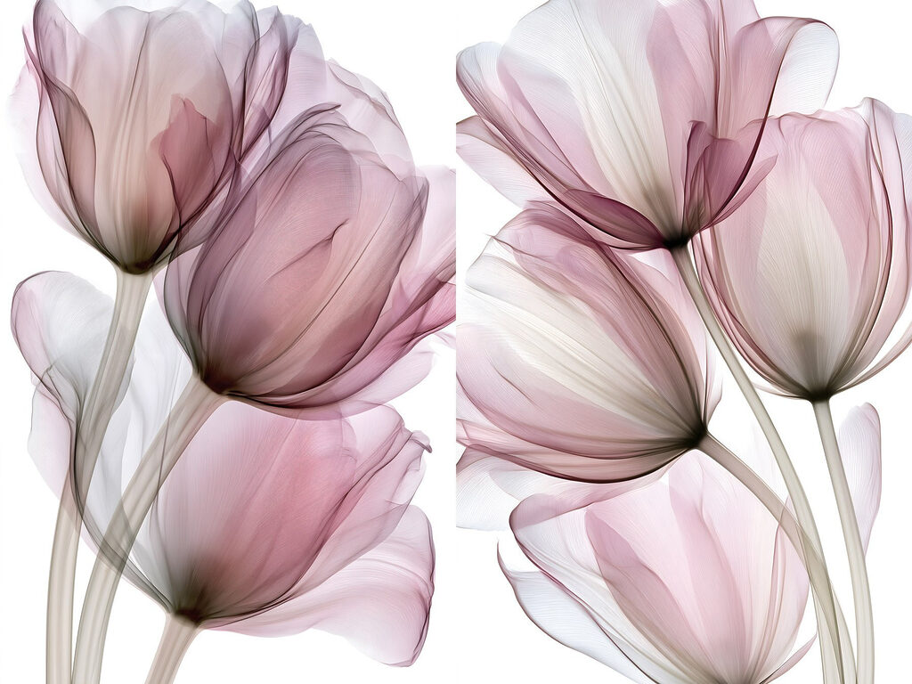 Tulipas em rosa translúcido — design completo