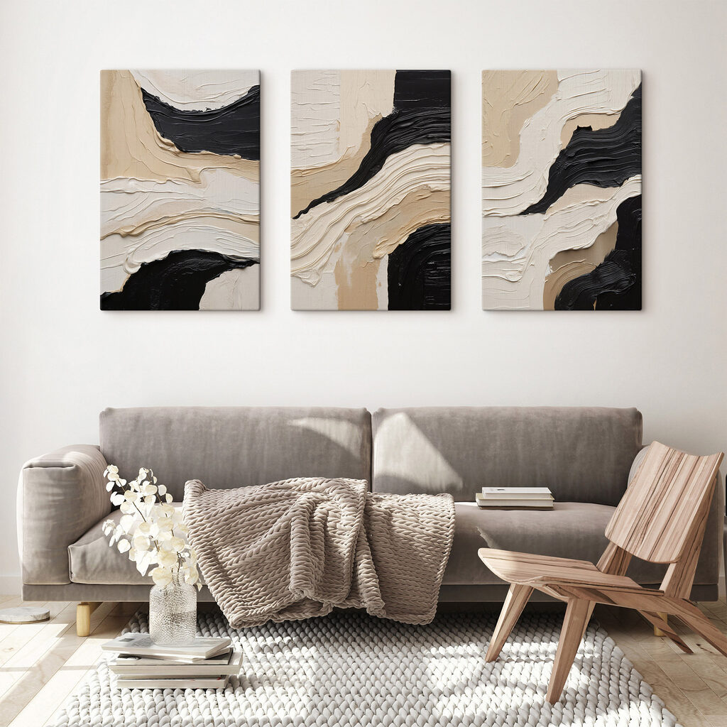 Ondas escuras em creme — interior 1
