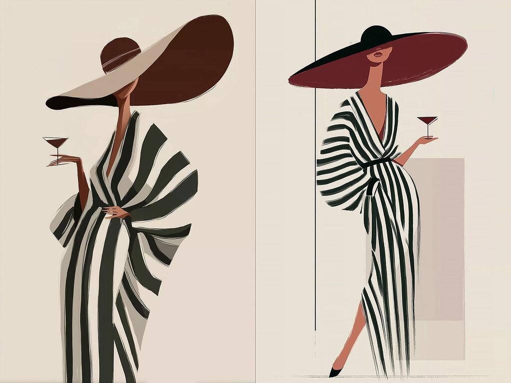Graça e vestidos listrados — design completo