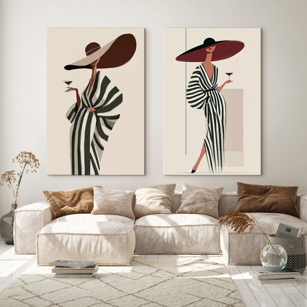 Graça e vestidos listrados — interior 2