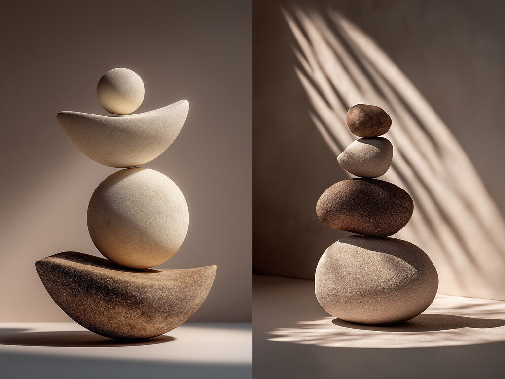Pedras empilhadas — design completo