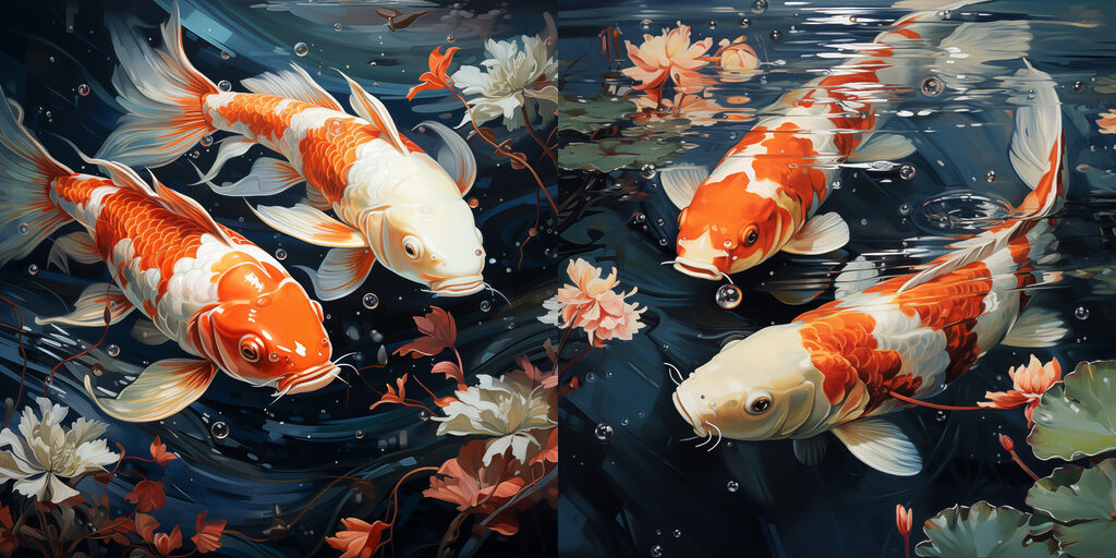 Peixes entre folhas — design completo