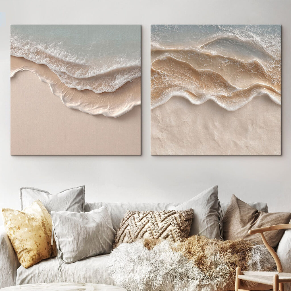 Ondas suaves na praia num interior