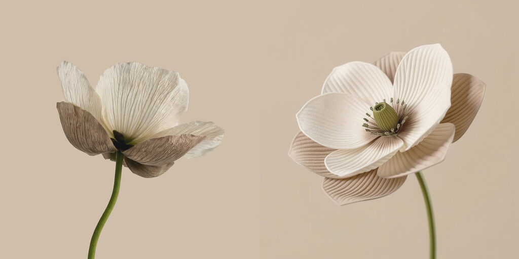Flores que se curvam — design completo