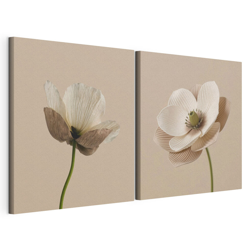 Flores que se curvam, tela esticada e borda contínua
