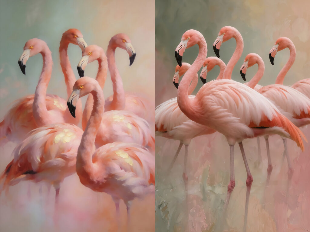 Grupo de flamingos juntos — design completo