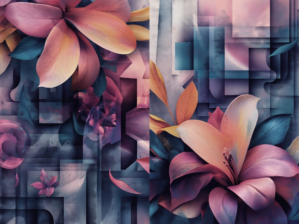 Flores entre mosaicos — design completo