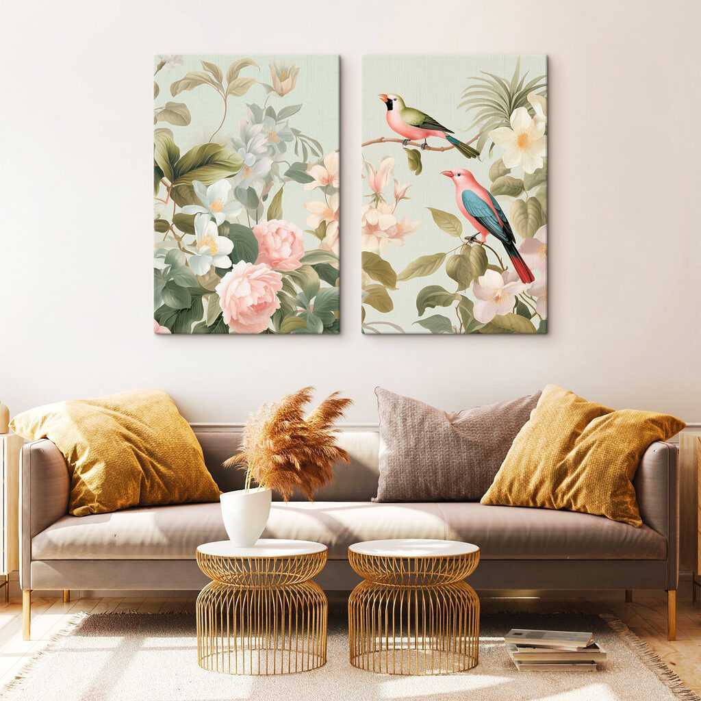 Pássaros no jardim florido — interior 1