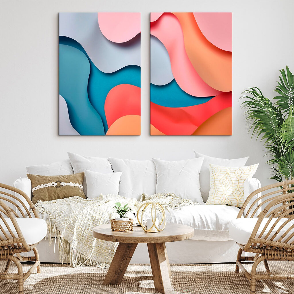 Ondas cor-de-rosa em azul — interior 2
