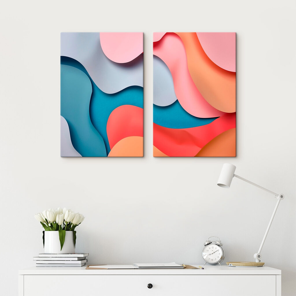 Ondas cor-de-rosa em azul — interior 1