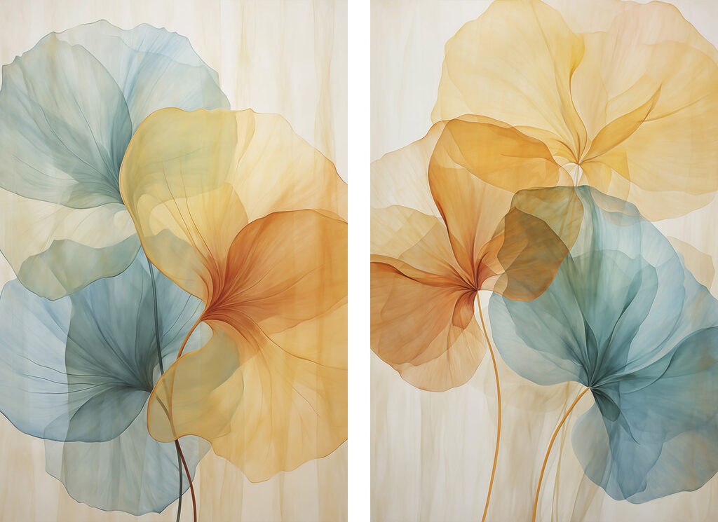 Flores em tons transparentes — design completo
