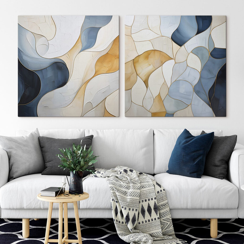 Azul com veios dourados — interior 1