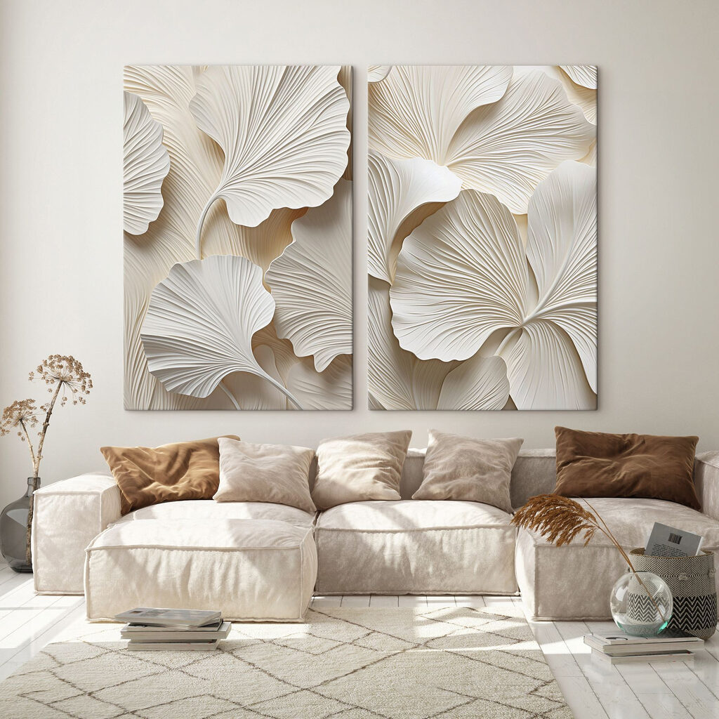Leques brancos com pregas — interior 1