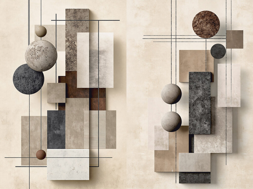 Esferas e linhas retas — design completo