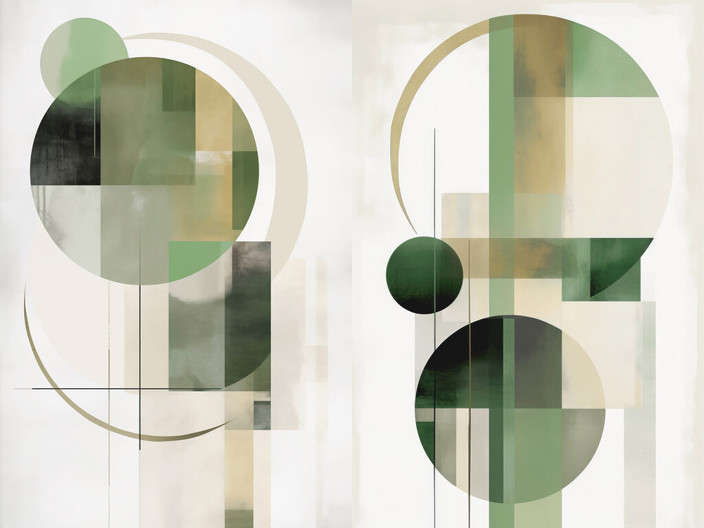 Círculos verdes e linhas — design completo