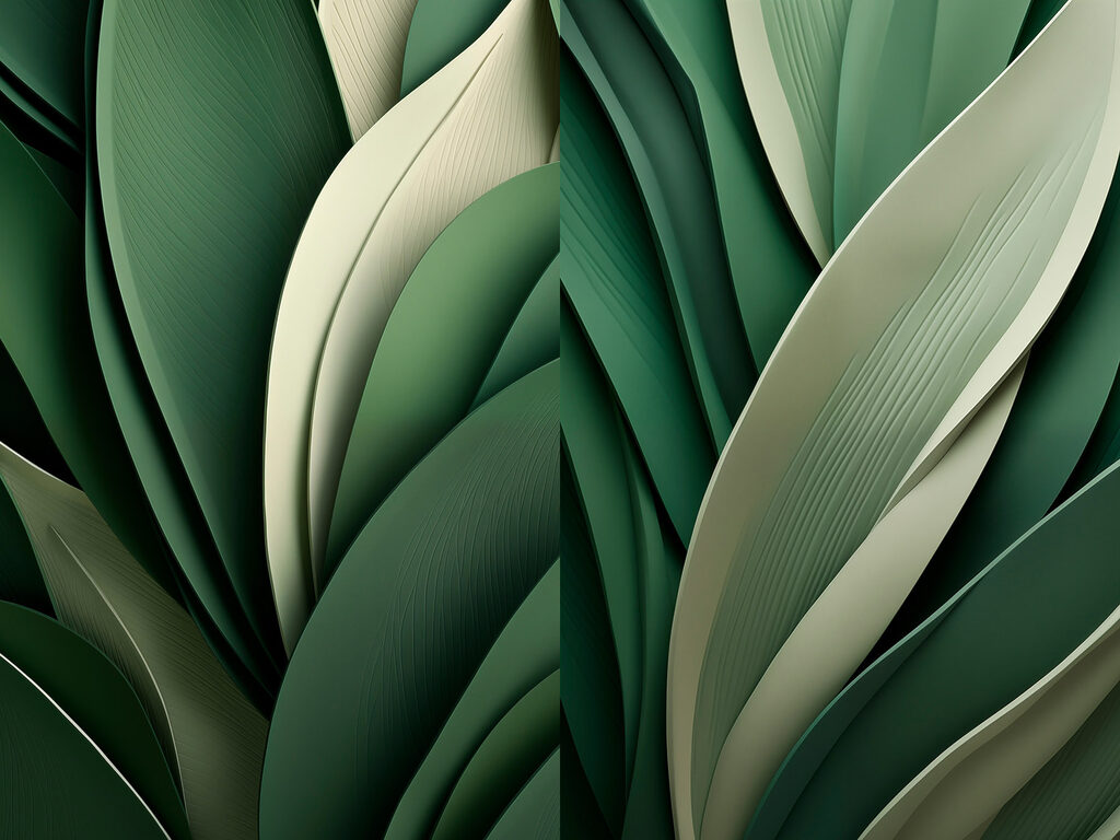 Folha verde-escura em camadas — design completo