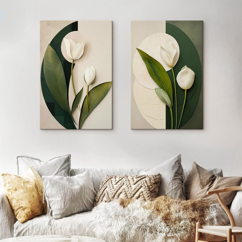 Tulipas brancas entre círculos — interior 2
