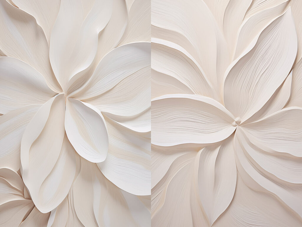Flores em dobras brancas — design completo