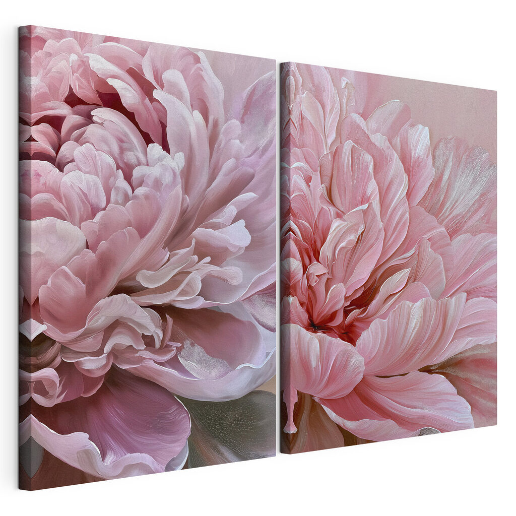 Flores cor-de-rosa de perto, tela esticada e borda contínua