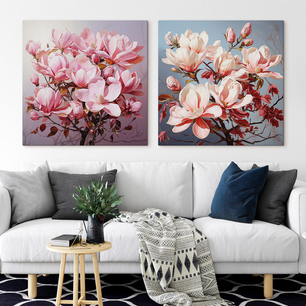 Flores em ramos castanho-avermelhados — interior 1