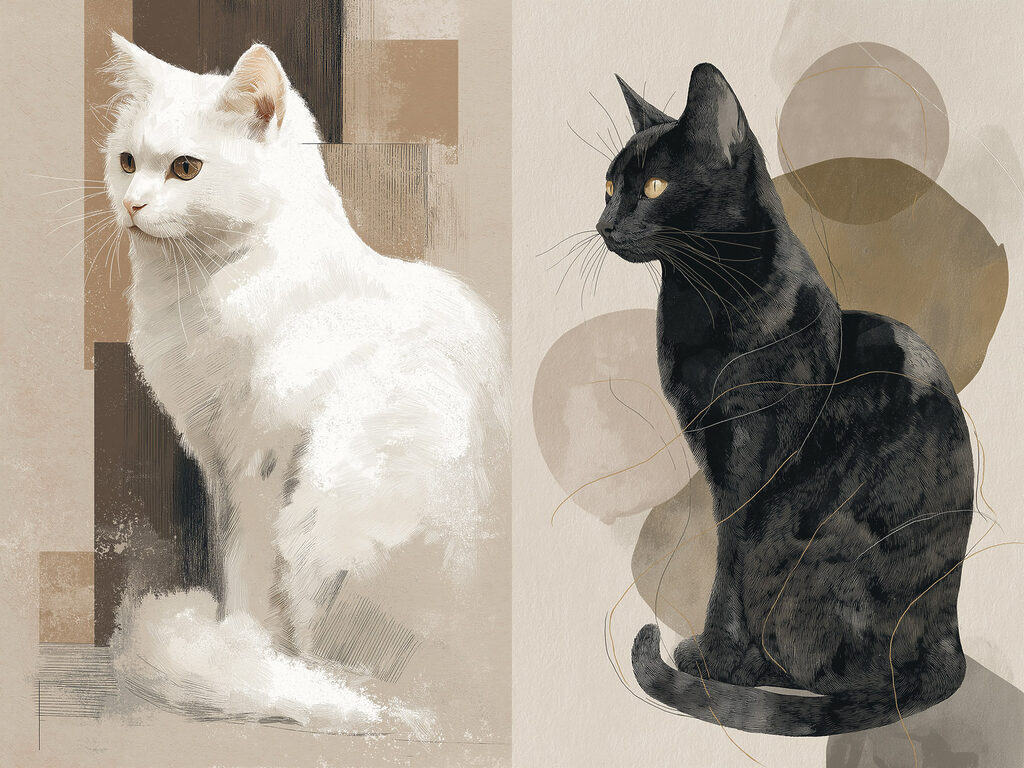 Gato branco e preto — design completo