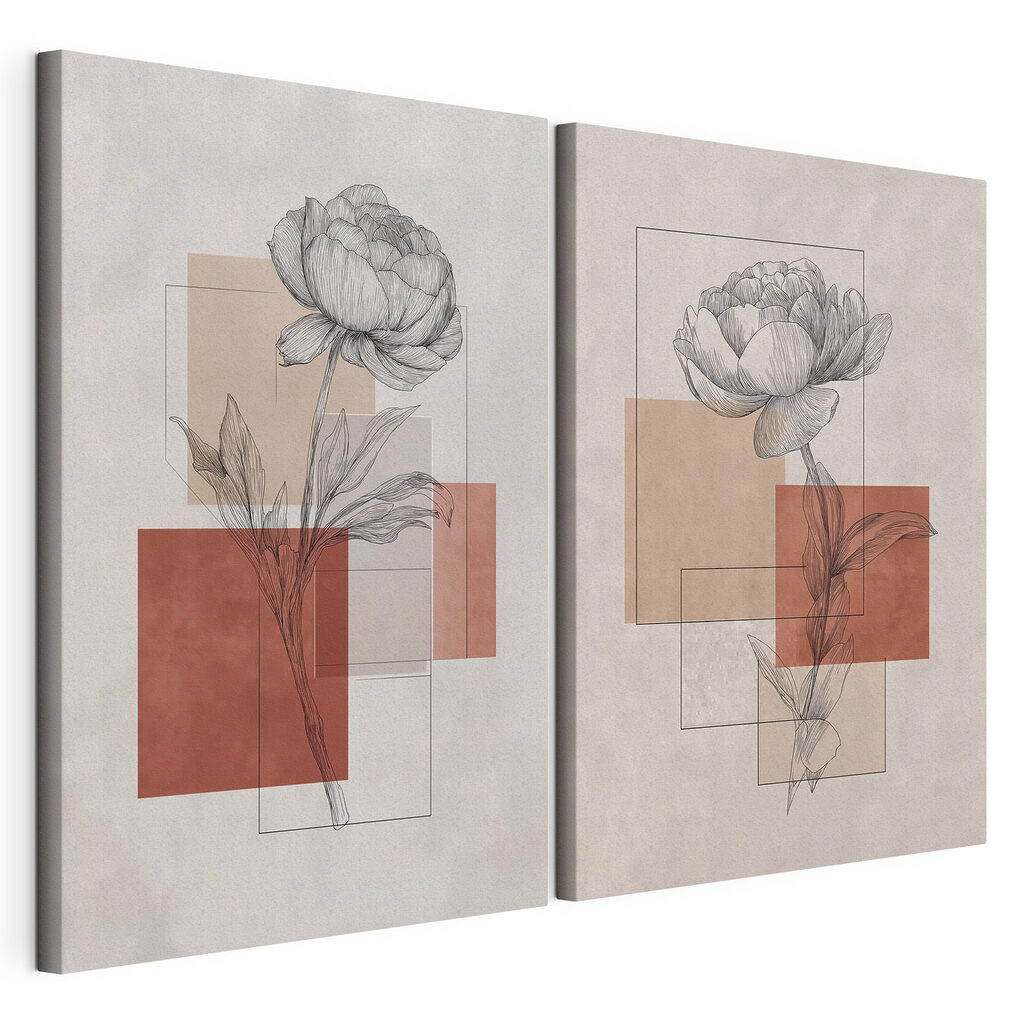 Desenhos florais suaves, tela esticada e borda contínua