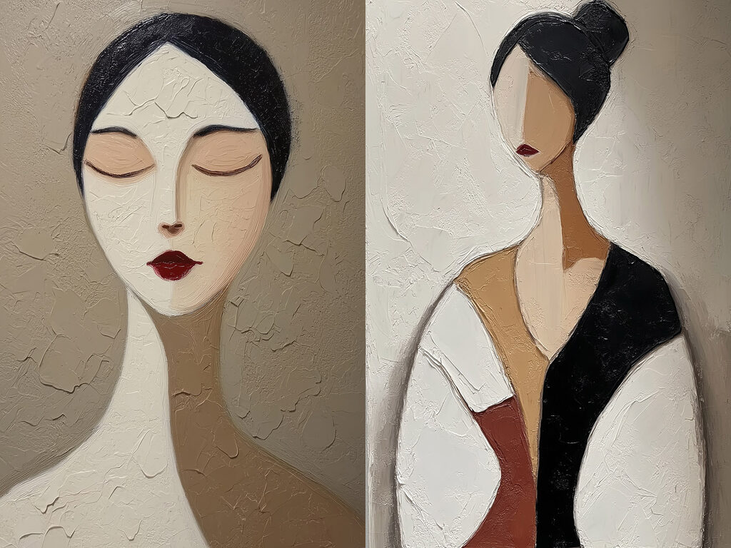 Mulheres de olhos fechados — design completo