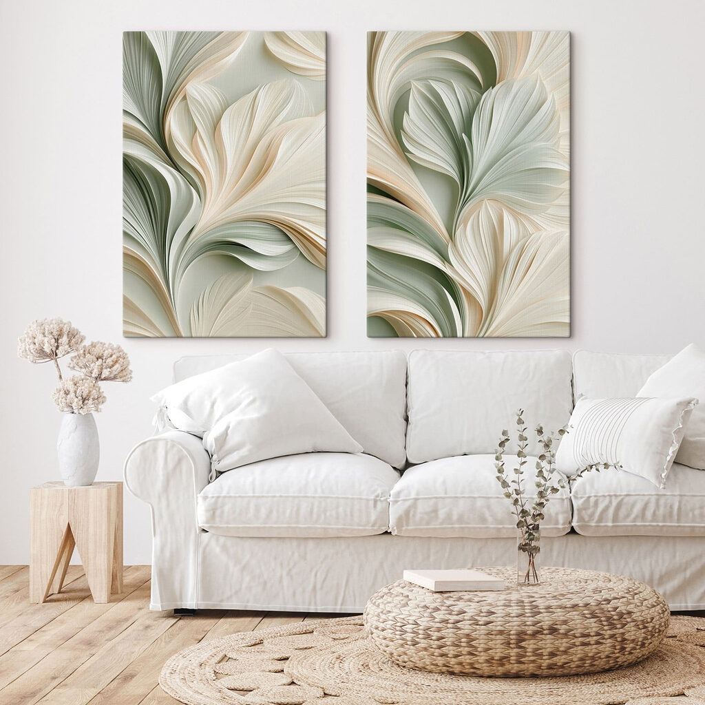 Folhas em pregas elegantes num interior
