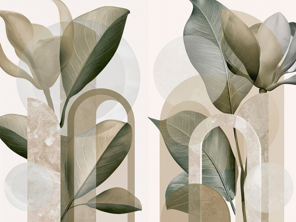 Folhas sob arcos largos — design completo