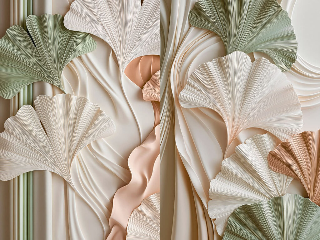 Leques em camadas suaves — design completo