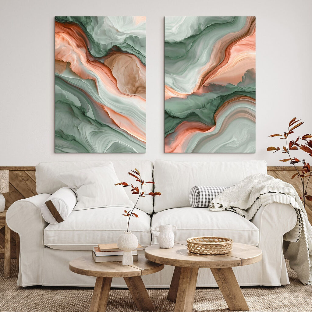 Ondas verdes e coral — interior 1