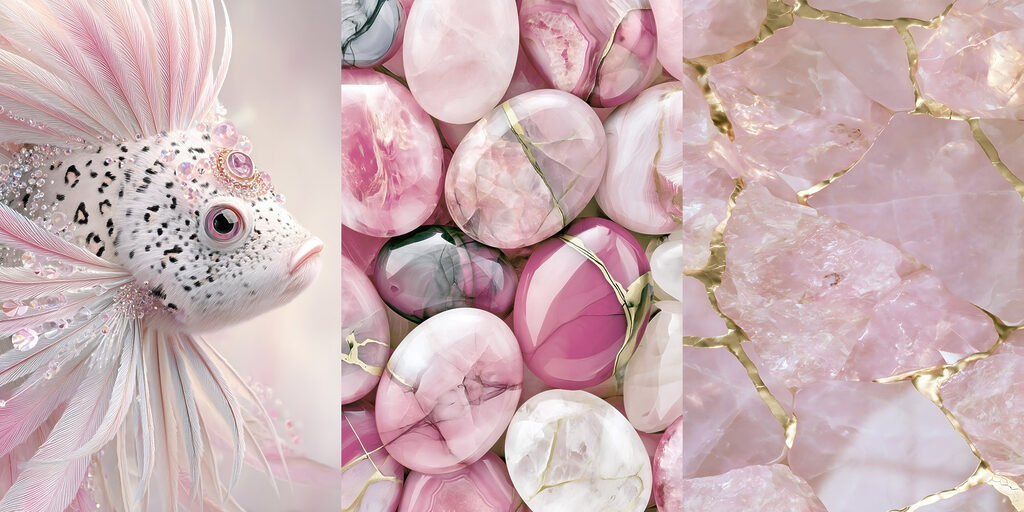Pedras rosa e brancas — design completo
