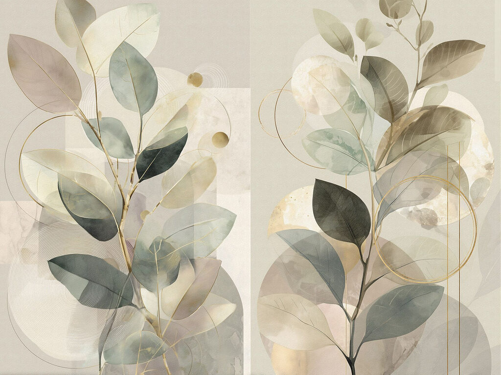 Folhas transparentes verde-salva — design completo
